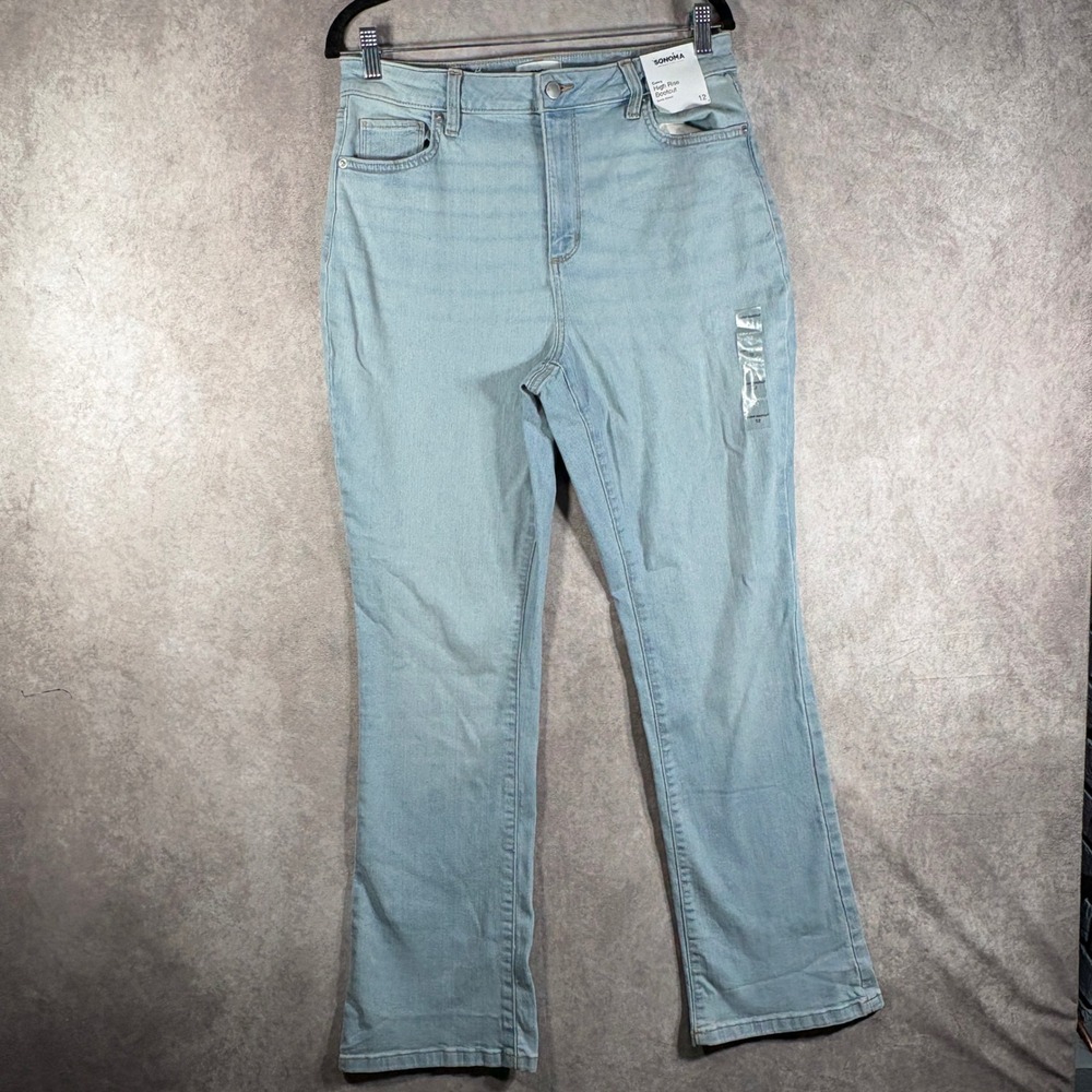 Sonoma Jeans Womens Size 12 Light Blue High Rise Curvy Bootcut Stretch Denim NEW